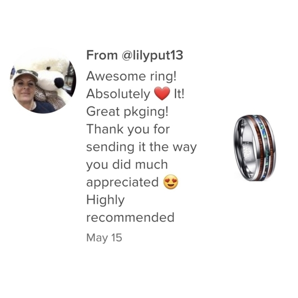 Tungsten Hawaiian Koa Wood Abolone Ring B16 - Picture 7 of 9